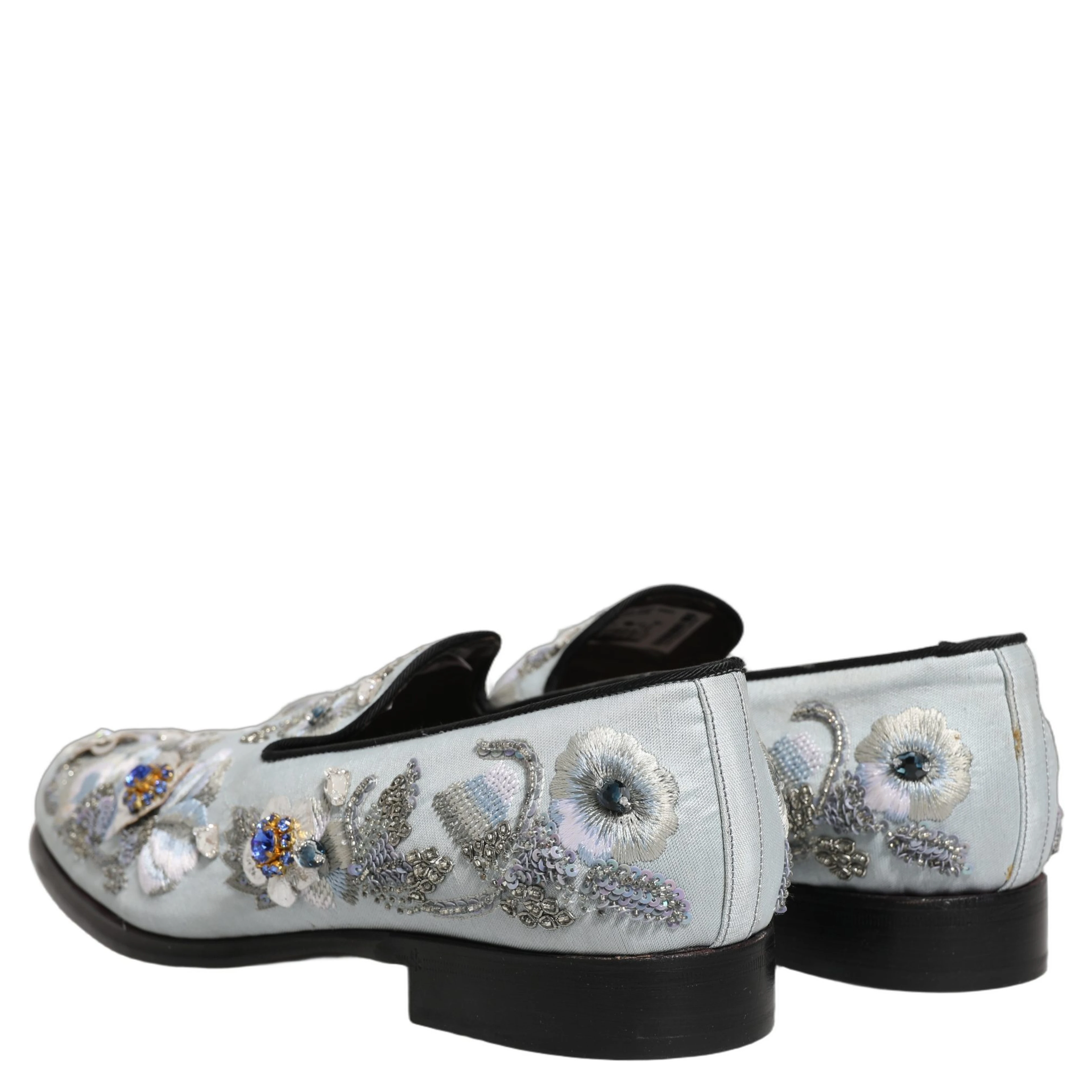 White Floral Embellished Men Loafers  Shoes