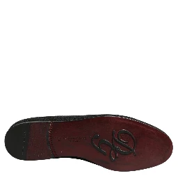 Black Woven Men Slip On Dress Loafers Shoes