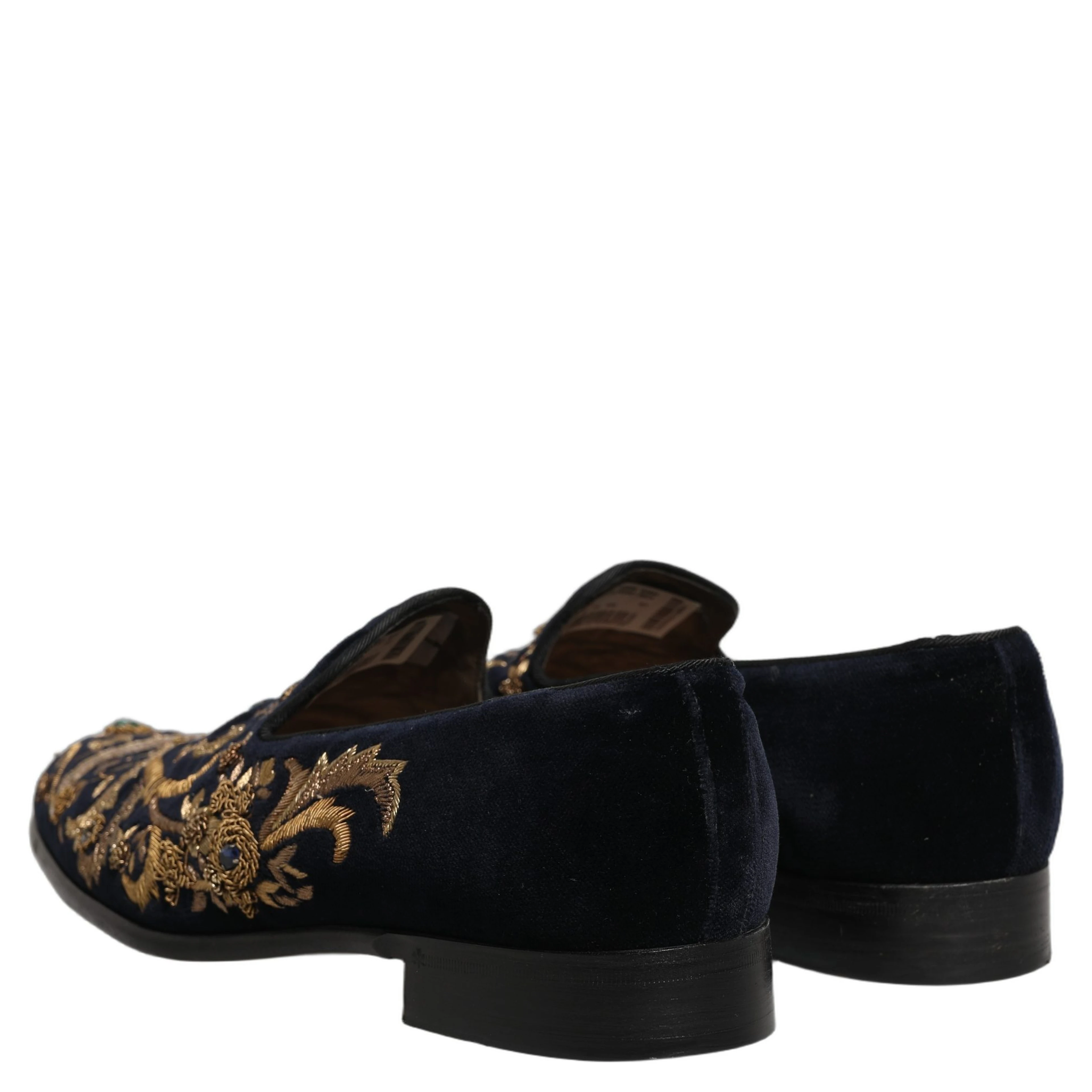 Black Velvet Embellished Dress Loafers Shoes