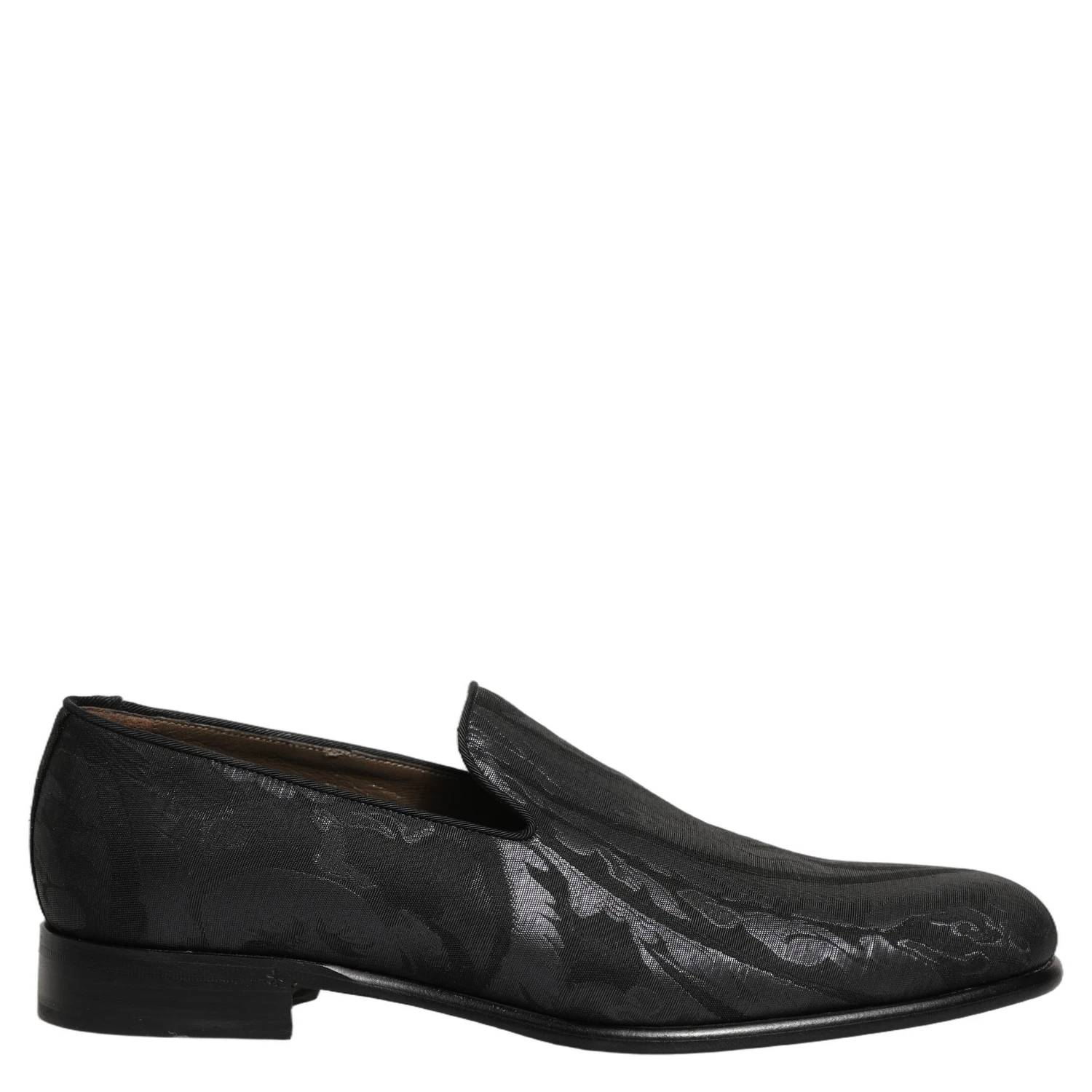 Black Brocade Men Slip On Dress Loafers Shoes