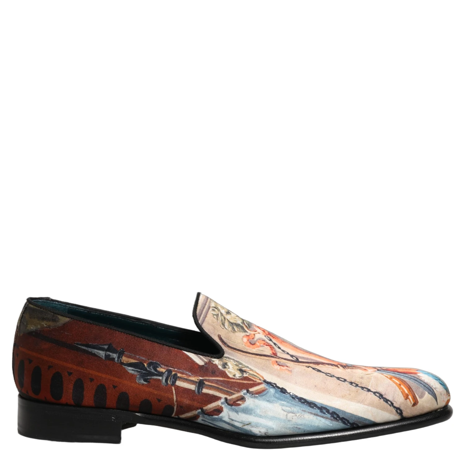 Multicolor Lion Print Slip On Loafers Shoes