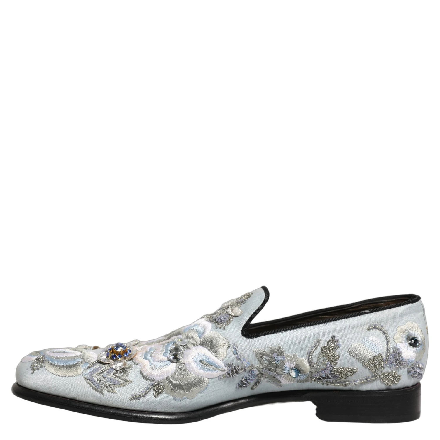White Floral Embellished Men Loafers  Shoes