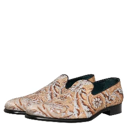 Gold Brocade Baroque Men Loafers Shoes