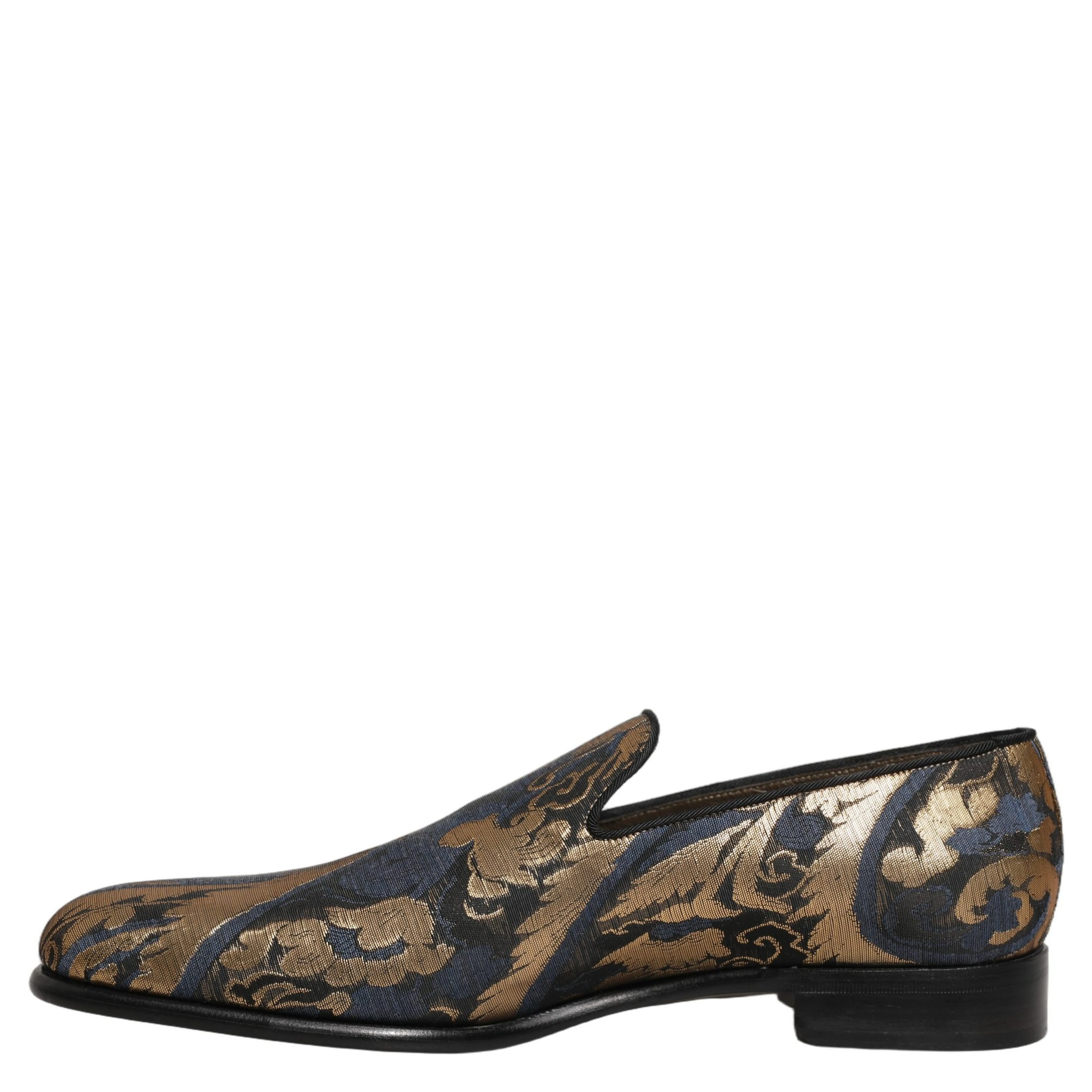Blue Brocade Slip On Men Dress Loafers Shoes