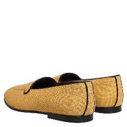 Yellow Woven Men Slip On Dress Loafers Shoes