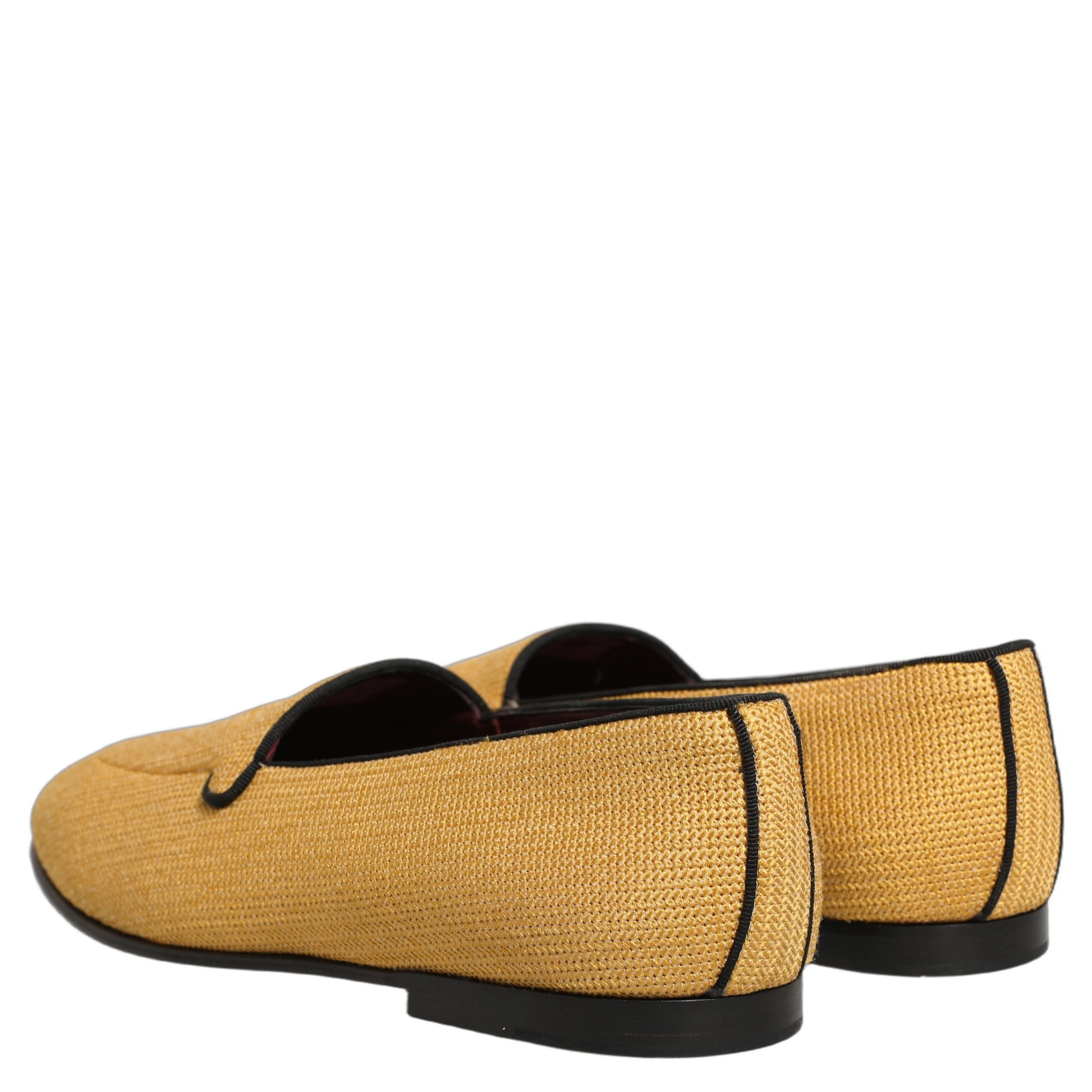 Yellow Woven Men Slip On Dress Loafers Shoes