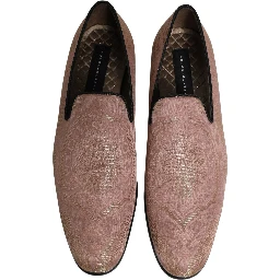 Pink Brocade Men Slip On Dress Loafers Shoes