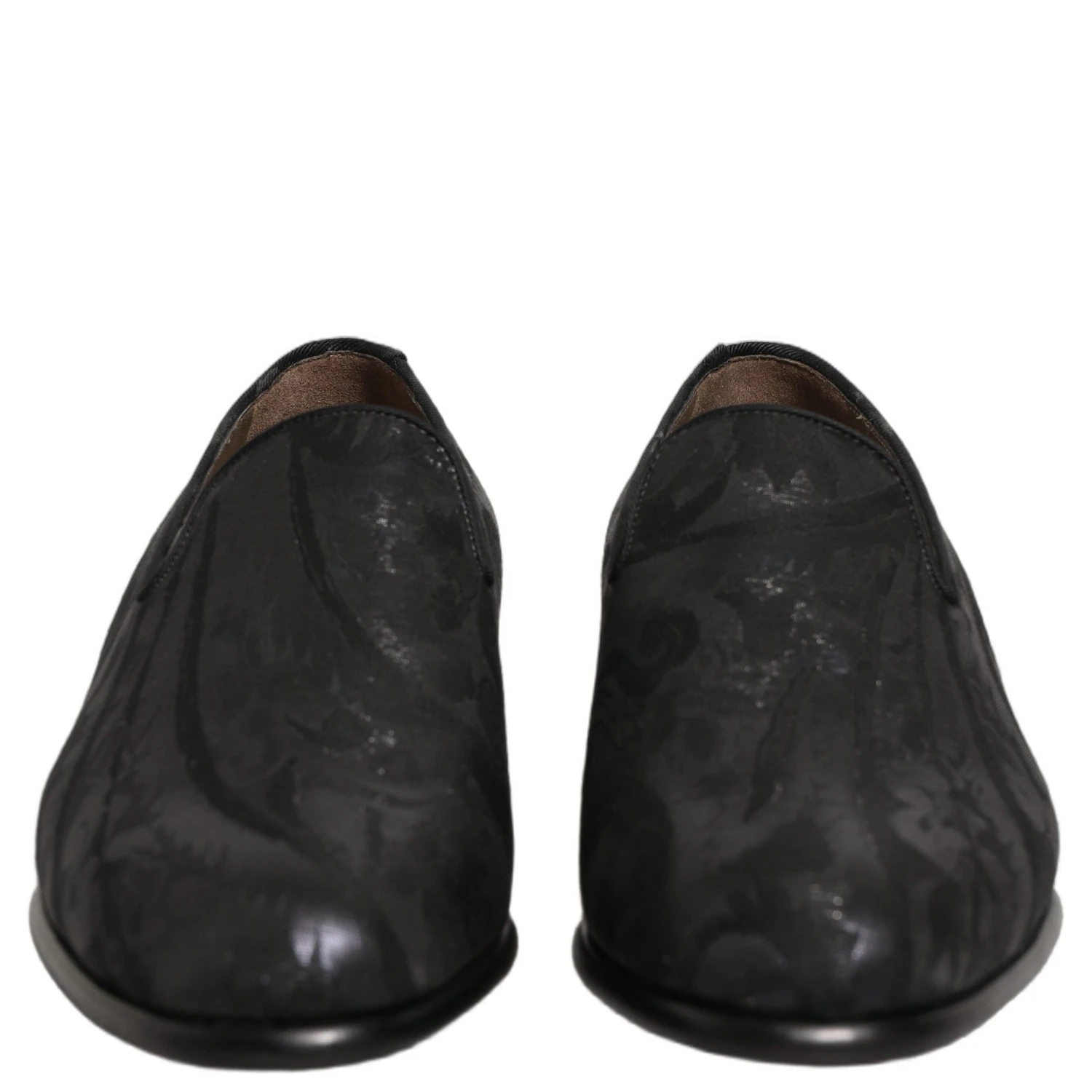 Black Brocade Men Slip On Dress Loafers Shoes