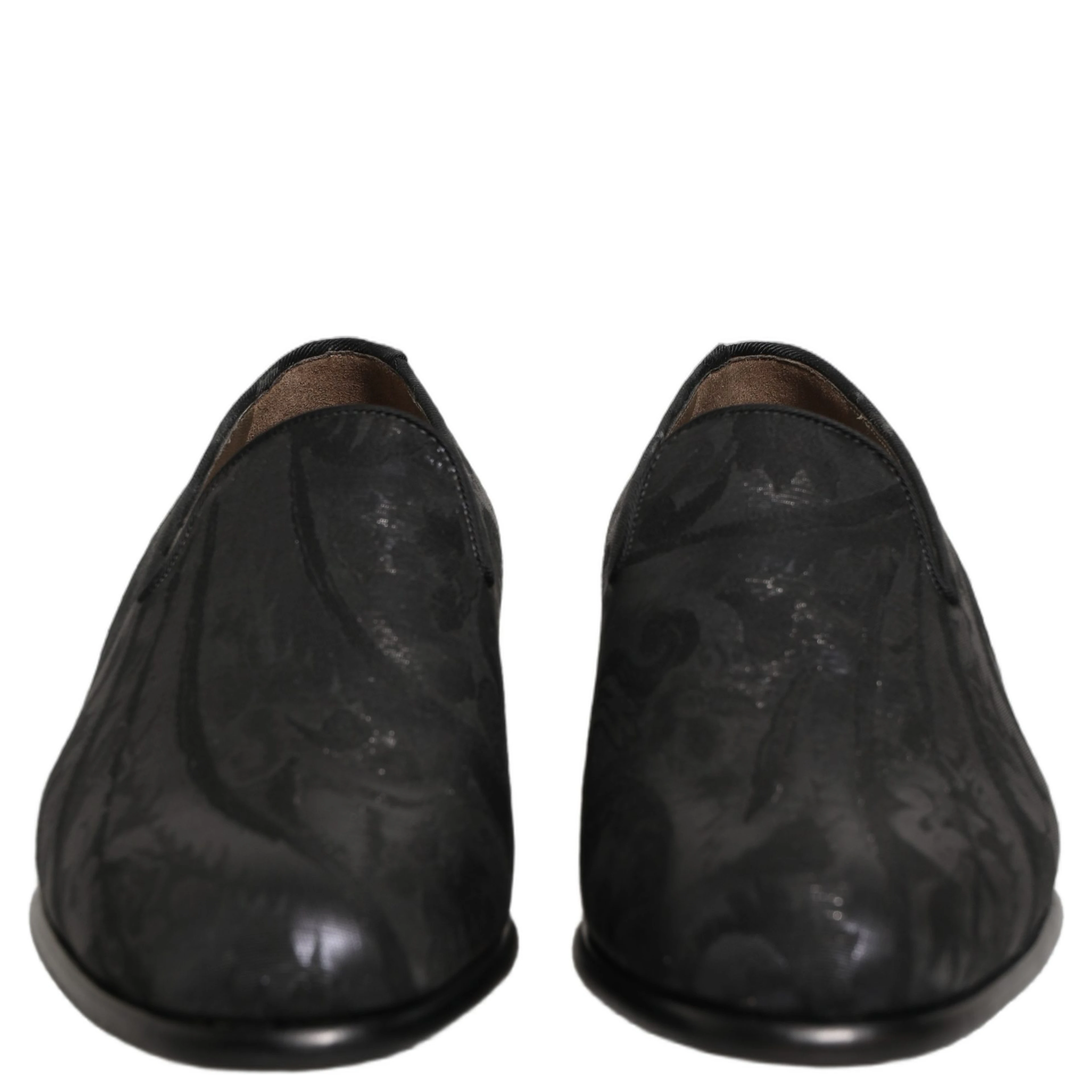 Black Brocade Men Slip On Dress Loafers Shoes