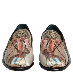 Multicolor Lion Print Slip On Loafers Shoes