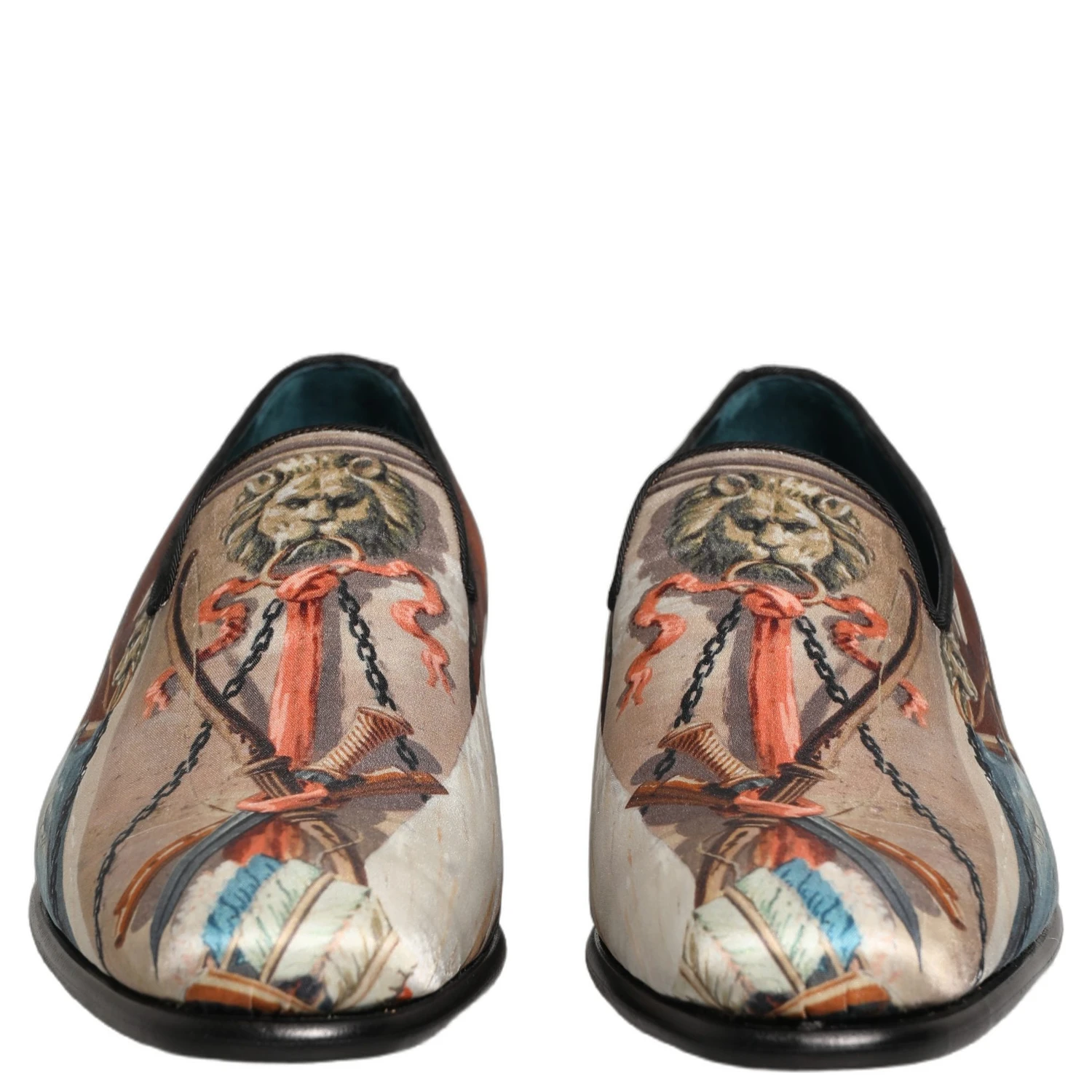 Multicolor Lion Print Slip On Loafers Shoes