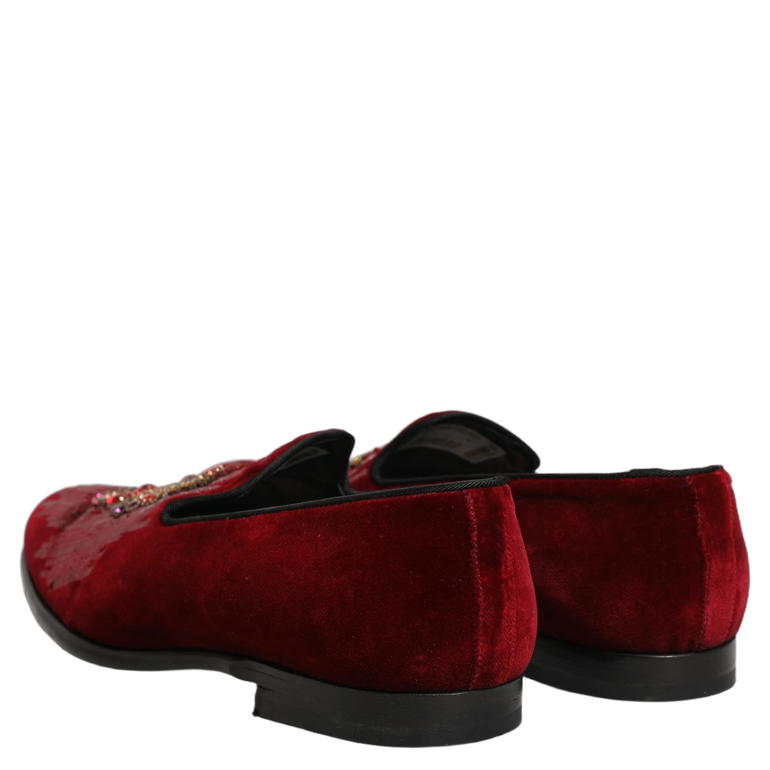 Maroon Sequin Gemstone Dress Loafers Shoes