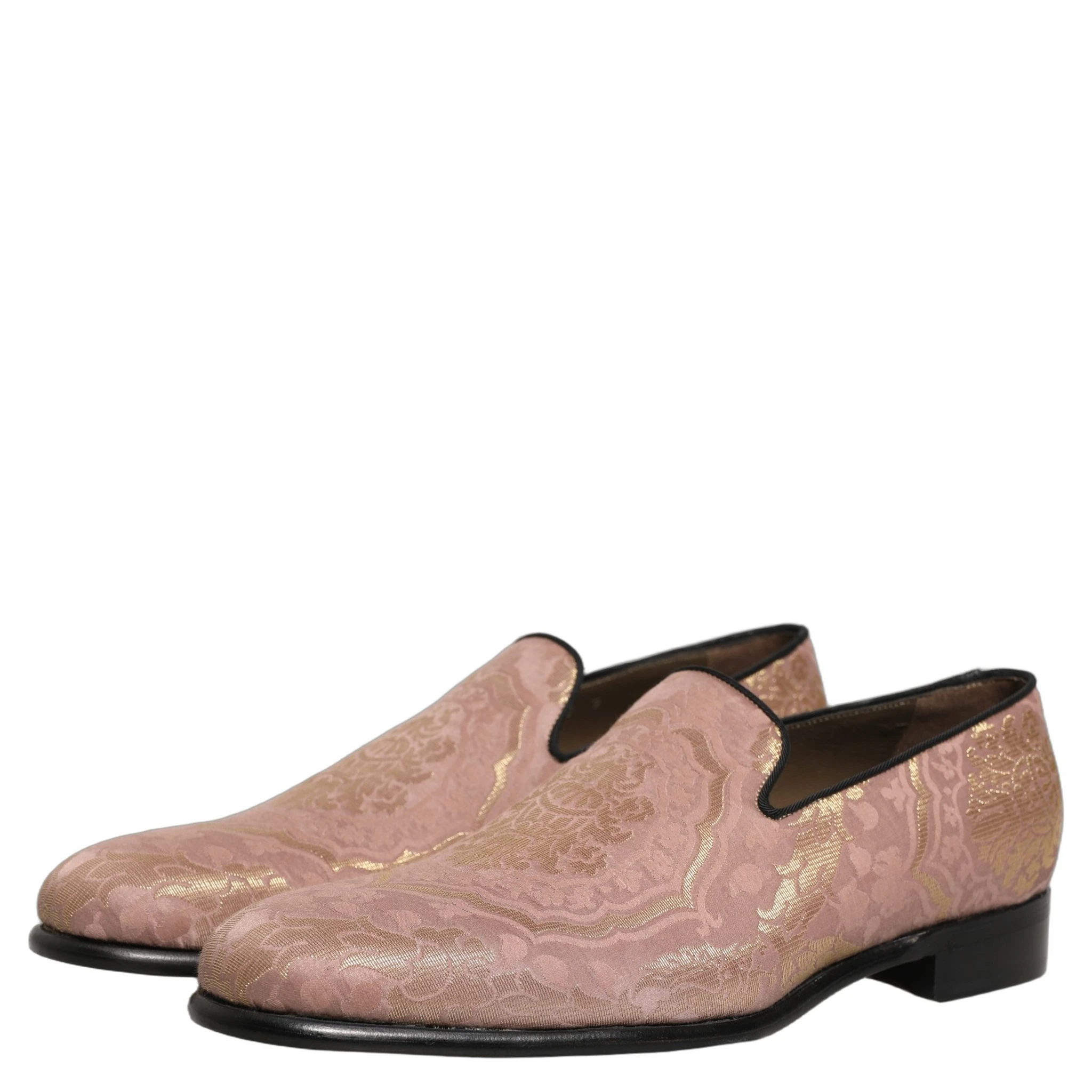 Pink Brocade Men Slip On Dress Loafers Shoes