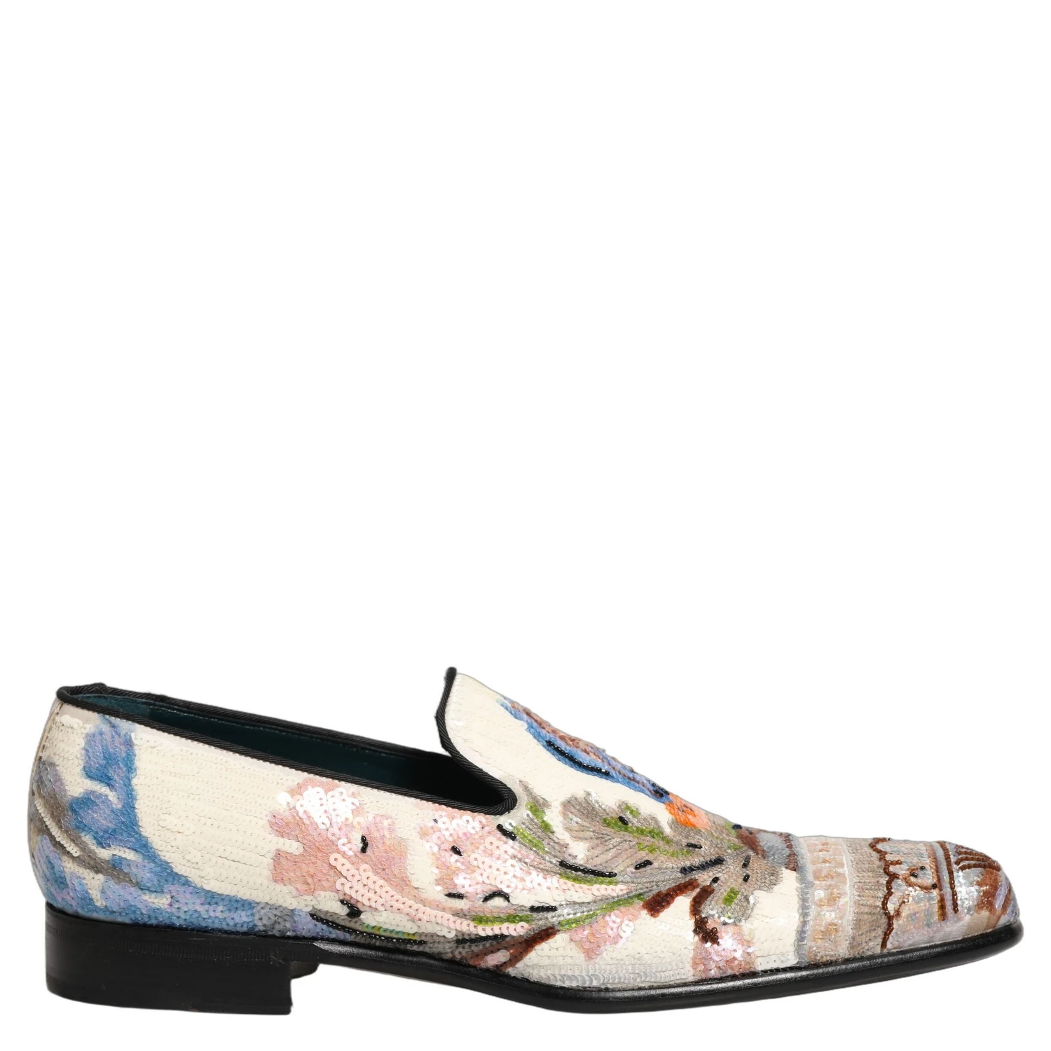Multicolor Sequin Embroidered Loafers Shoes