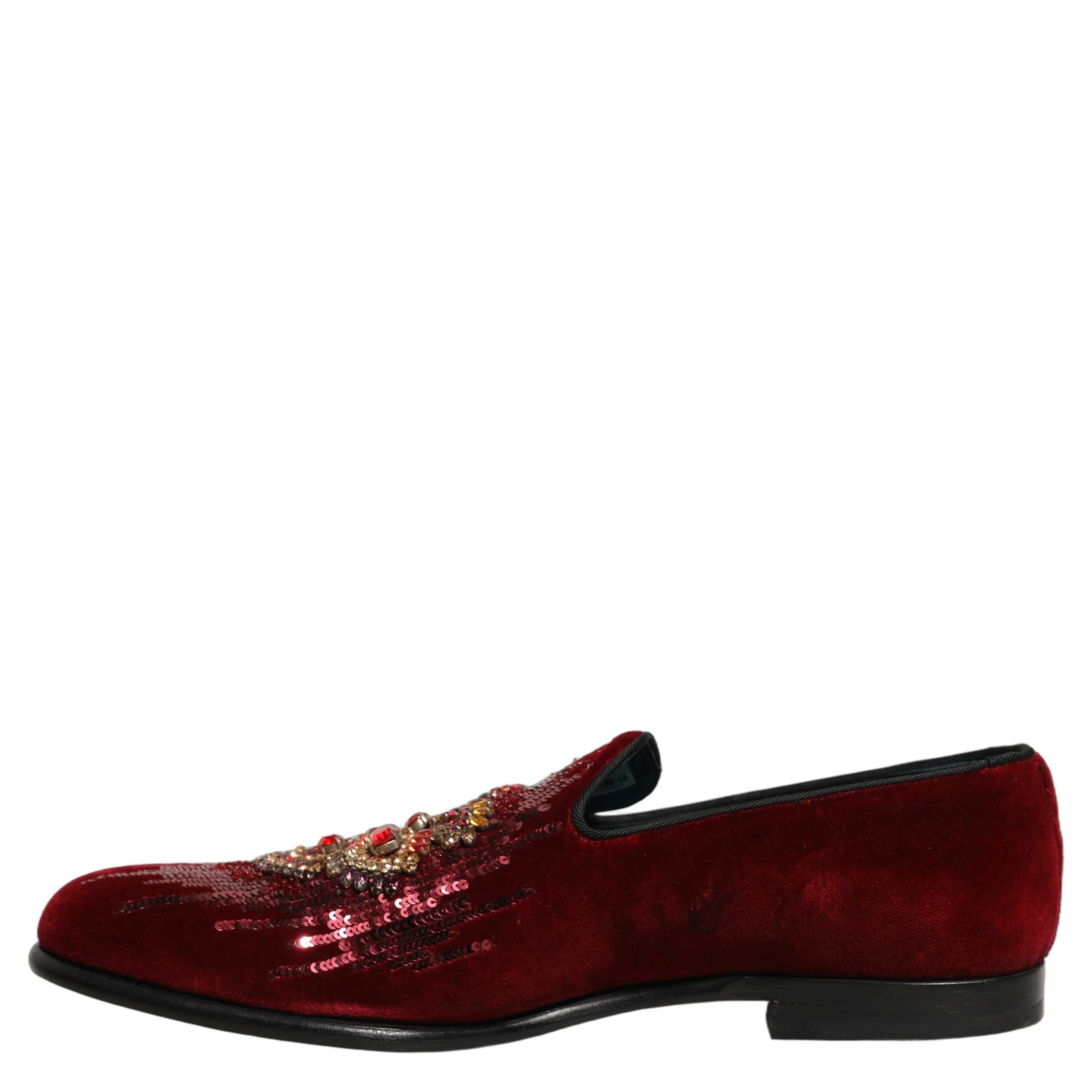 Maroon Sequin Gemstone Dress Loafers Shoes