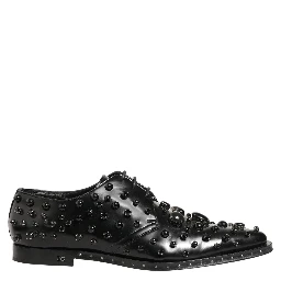 Black Leather Studded Men Formal Derby Shoes