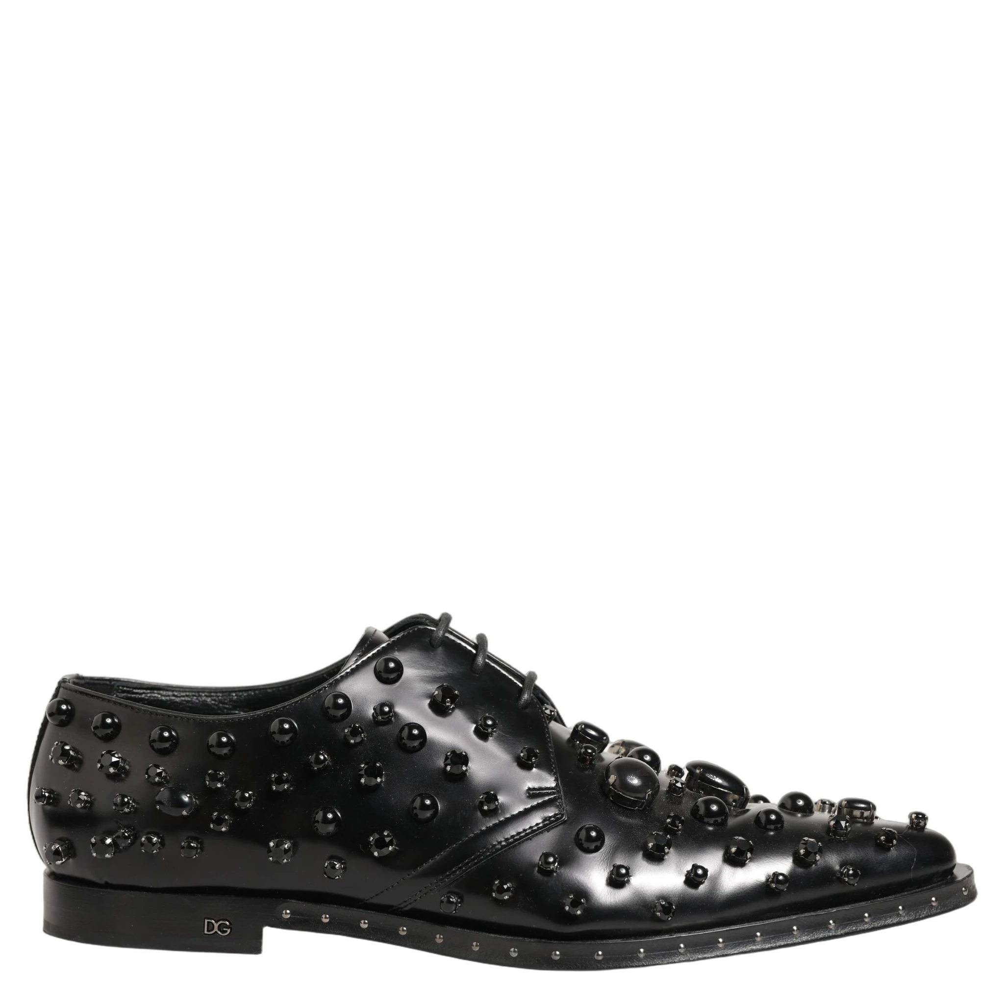 Black Leather Studded Men Formal Derby Shoes