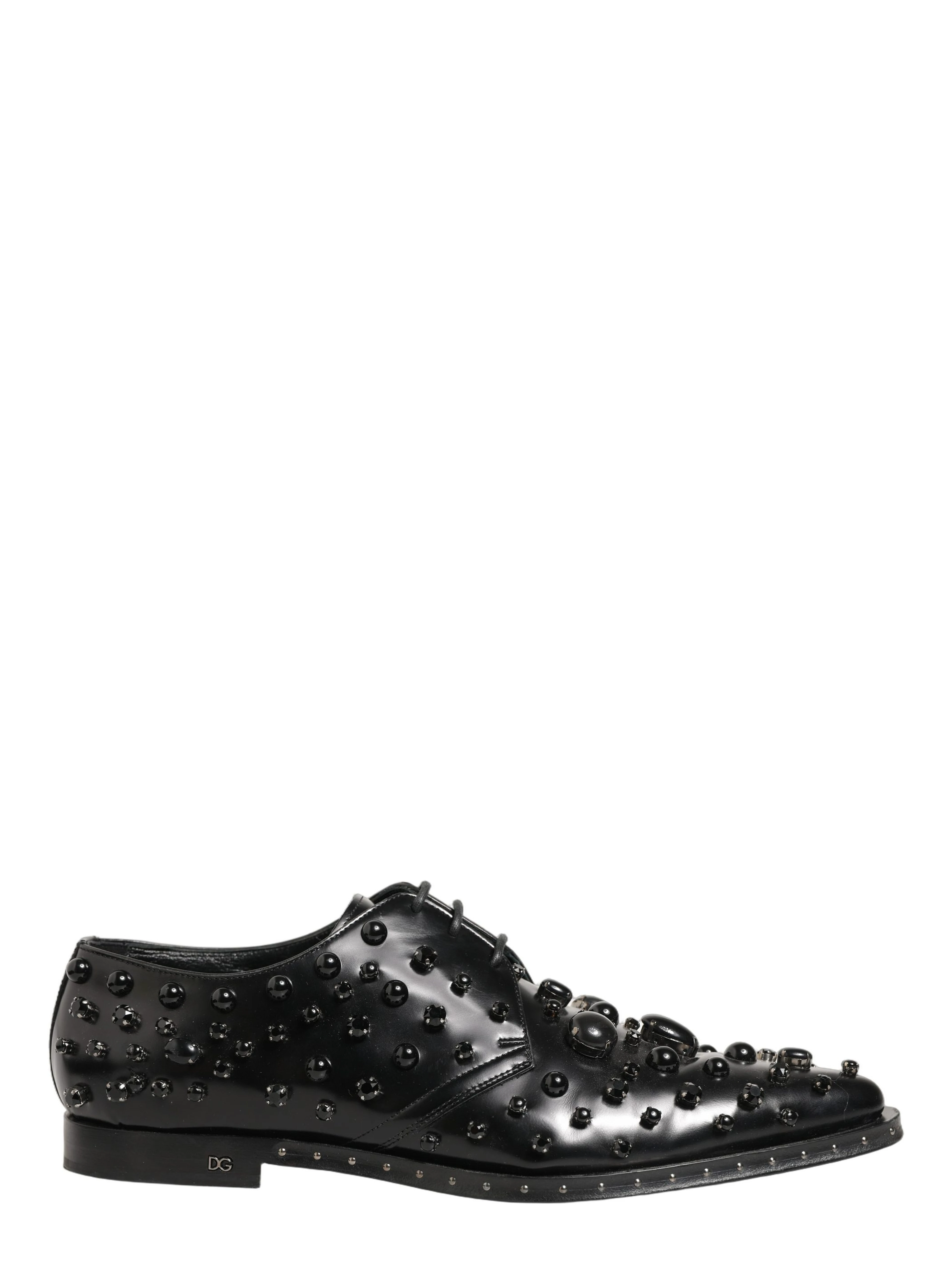 Black Leather Studded Men Formal Derby Shoes