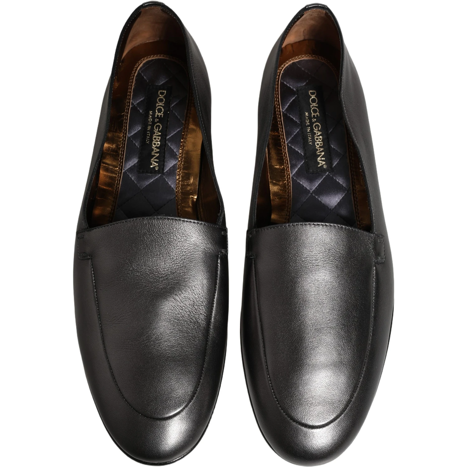 Silver Leather DG Logo Slip On Loafers Shoes