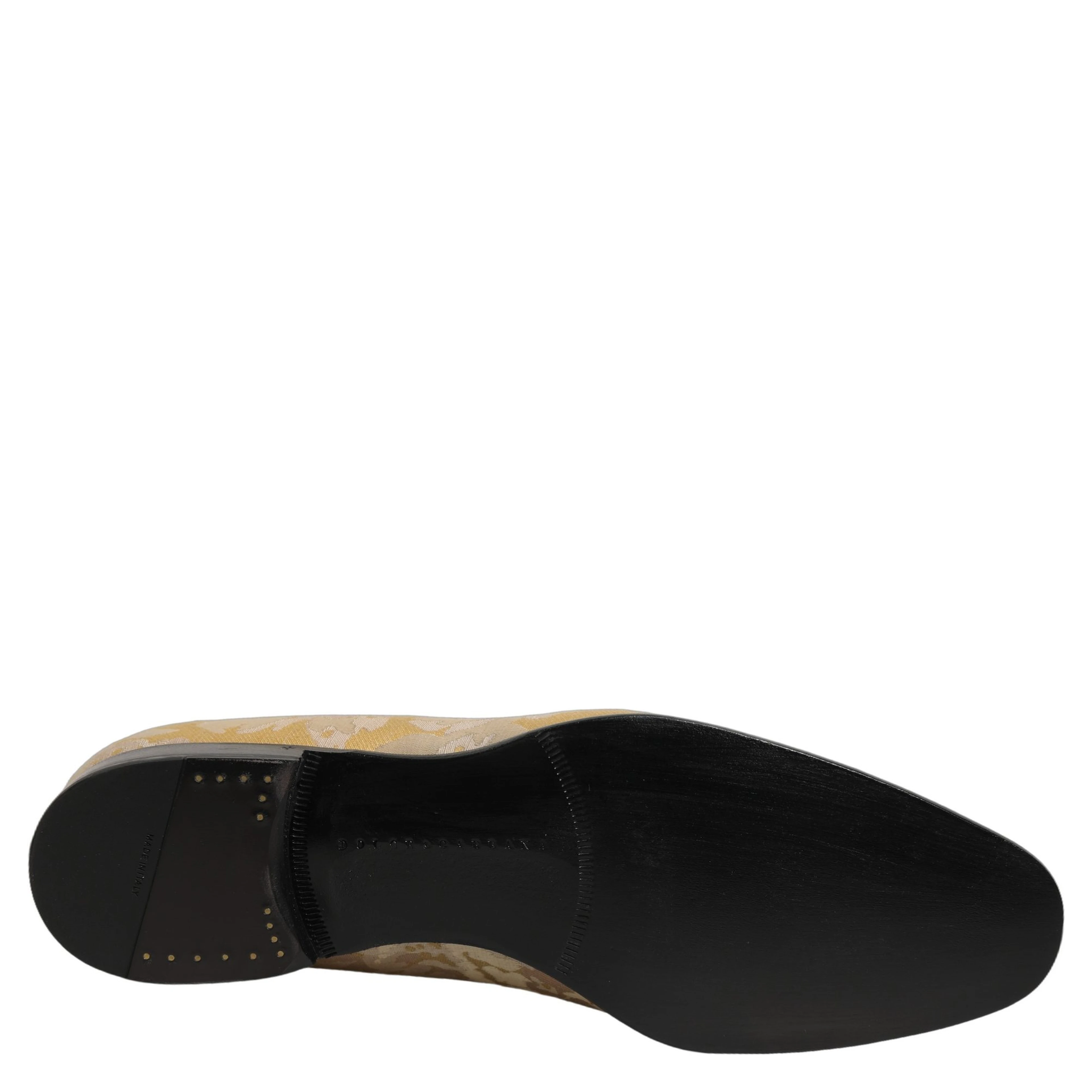 Gold Floral Print Jacquard Men Loafers Shoes