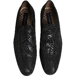 Black Brocade Men Slip On Dress Loafers Shoes