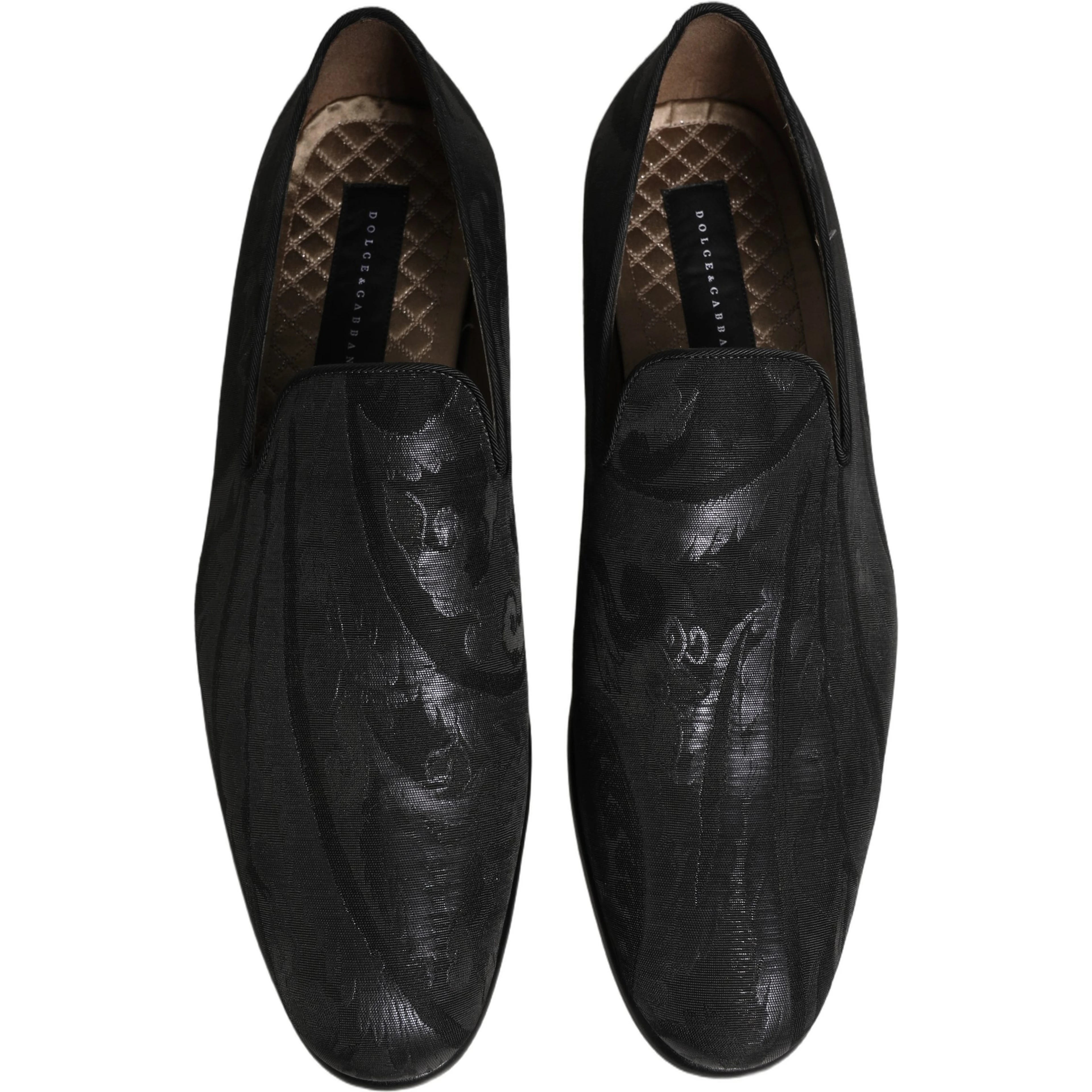Black Brocade Men Slip On Dress Loafers Shoes