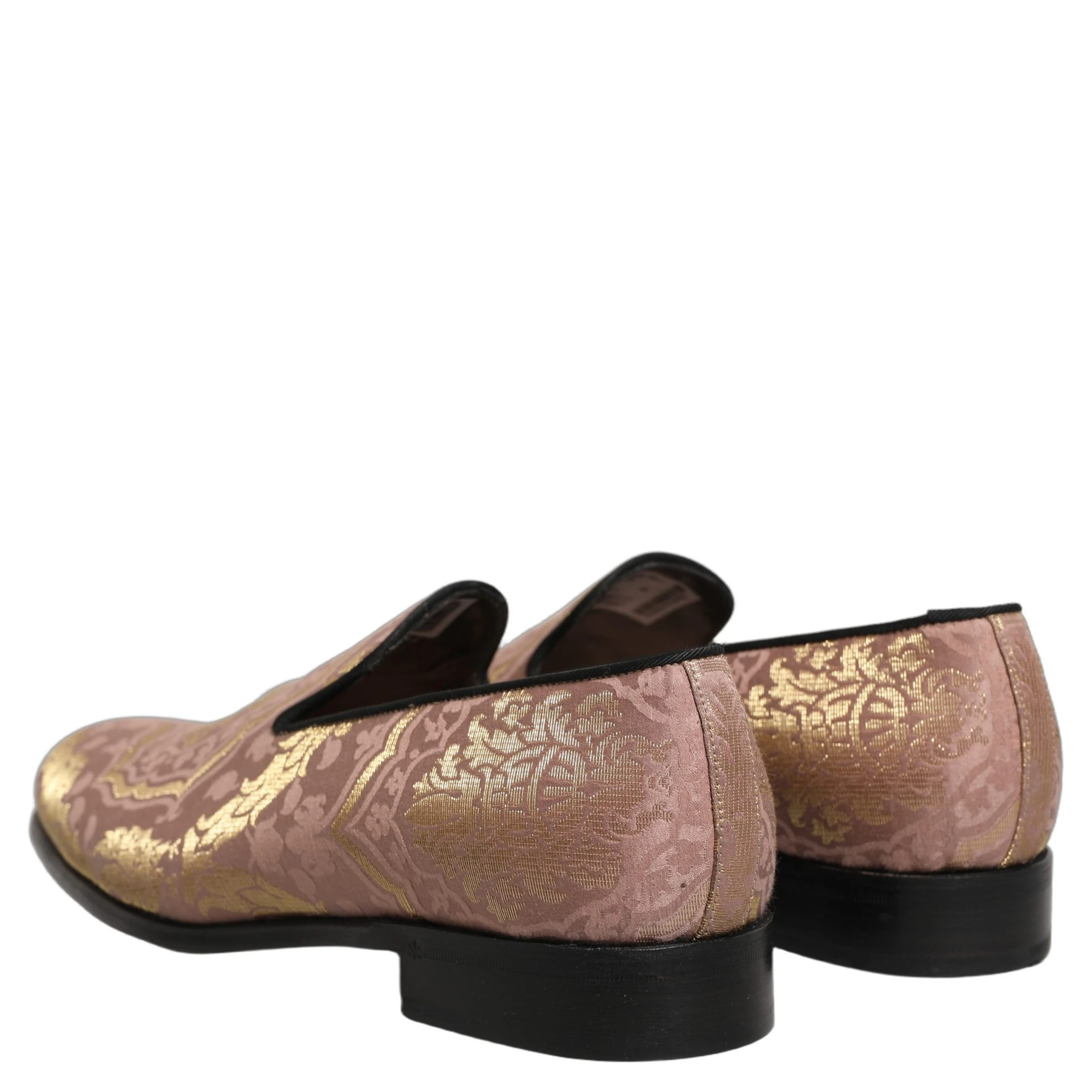 Pink Brocade Men Slip On Dress Loafers Shoes