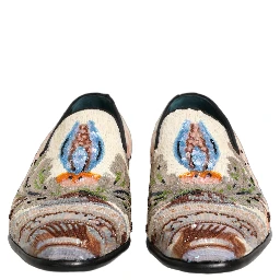 Multicolor Sequin Embroidered Loafers Shoes