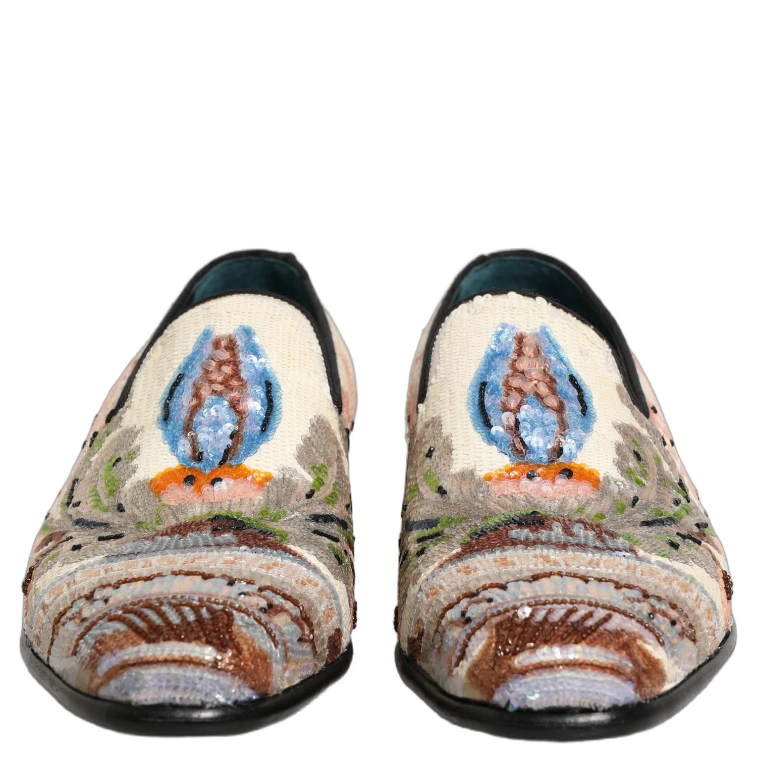 Multicolor Sequin Embroidered Loafers Shoes
