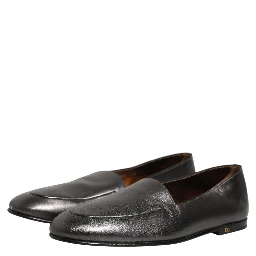 Silver Leather DG Logo Slip On Loafers Shoes