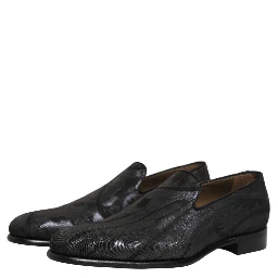 Black Brocade Men Slip On Dress Loafers Shoes