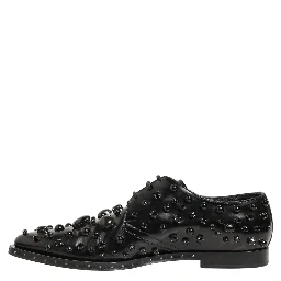 Black Leather Studded Men Formal Derby Shoes