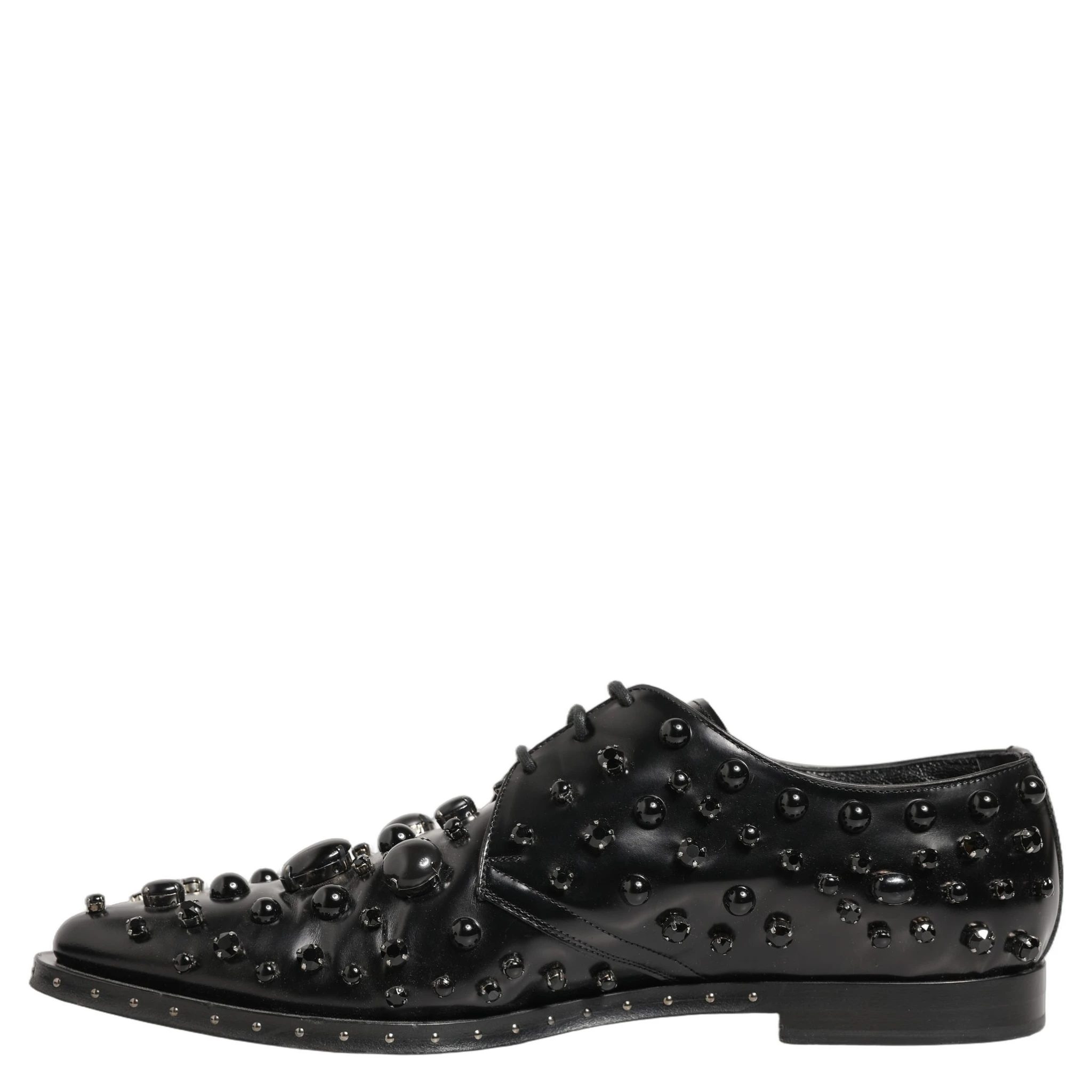 Black Leather Studded Men Formal Derby Shoes