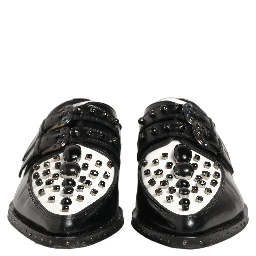 Black Leather Studded Formal Monk Strap Shoes