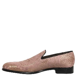 Pink Brocade Men Slip On Dress Loafers Shoes