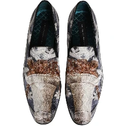 Multicolor Floral Tapestry Embroidery Loafer Shoes