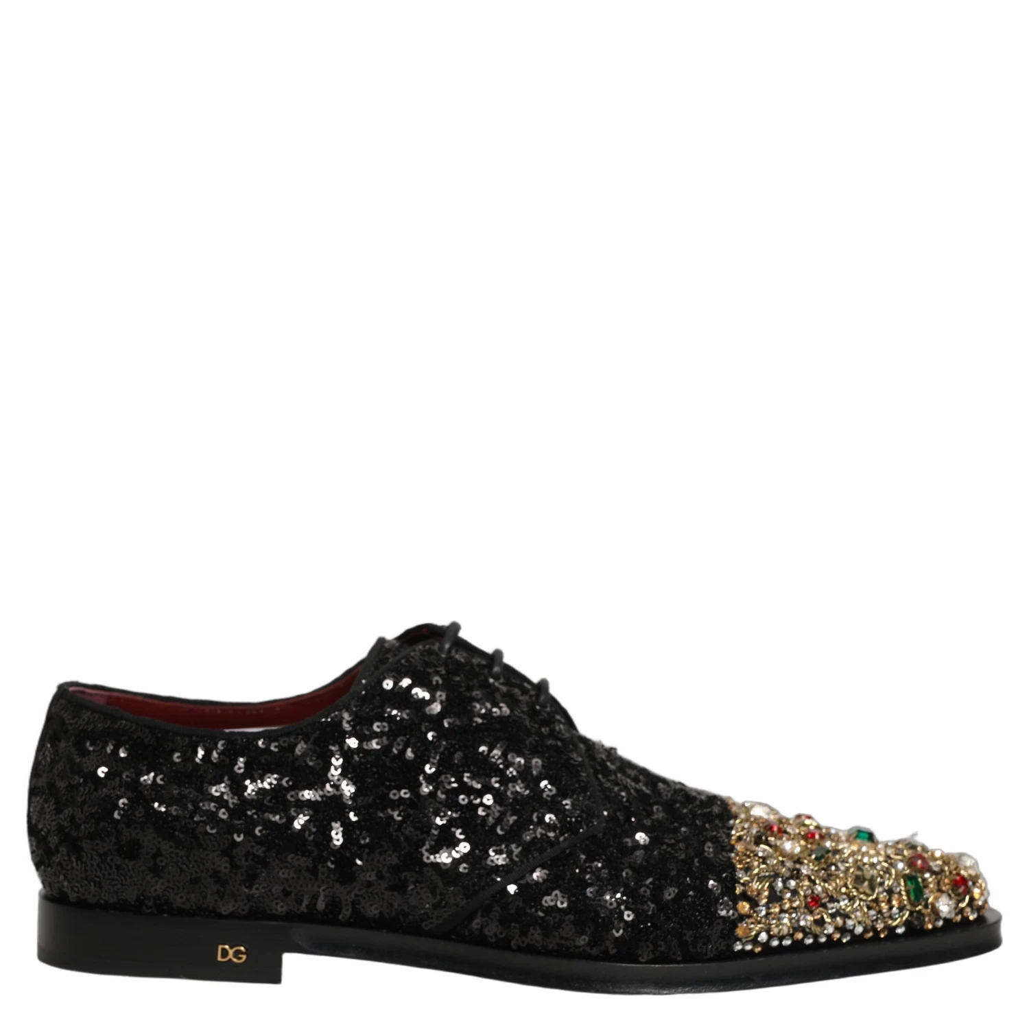 Black Sequin Embellished Men Derby Dress Shoes