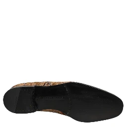 Beige Brocade Men Slip On Dress Loafers Shoes