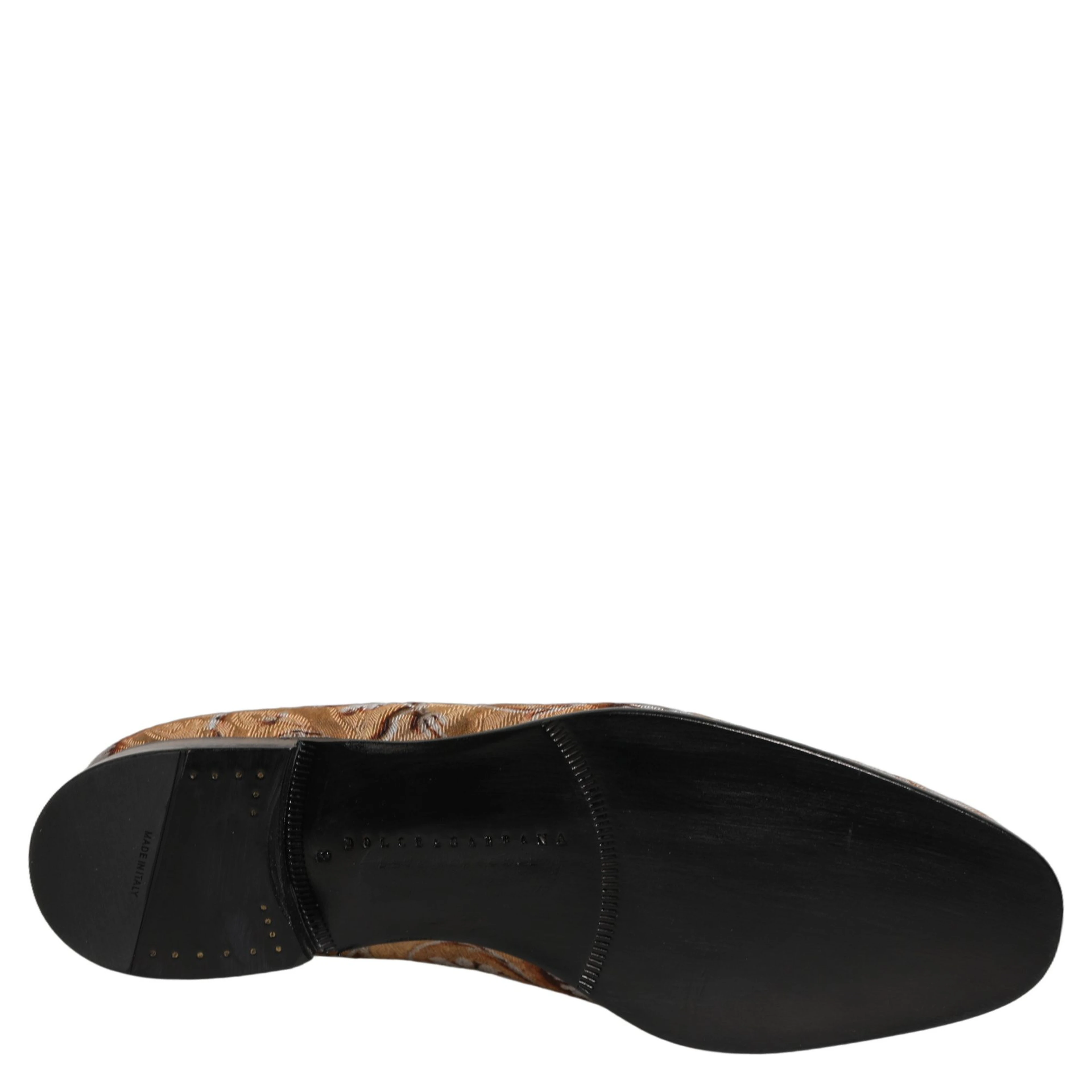Beige Brocade Men Slip On Dress Loafers Shoes