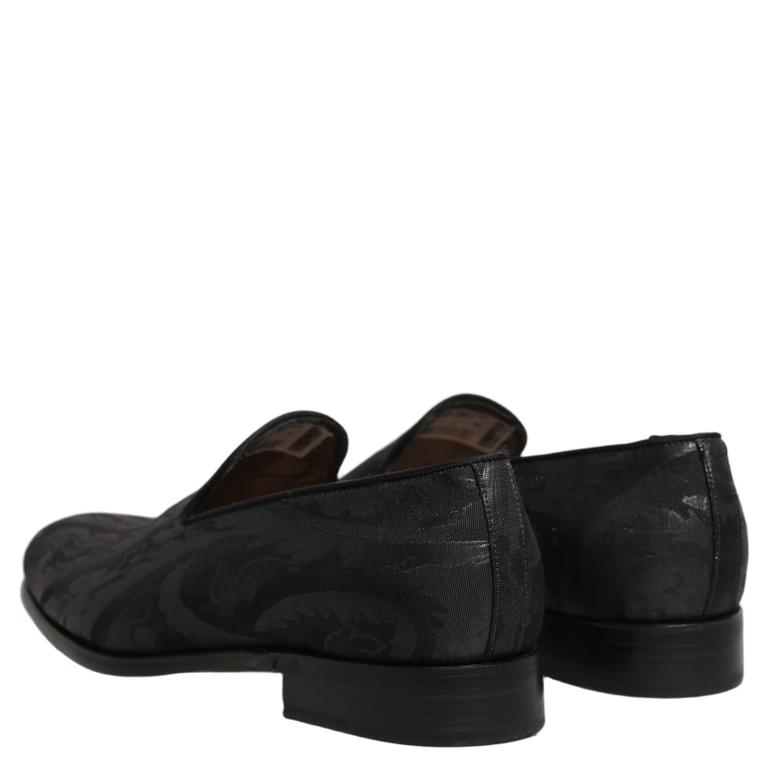 Black Brocade Men Slip On Dress Loafers Shoes