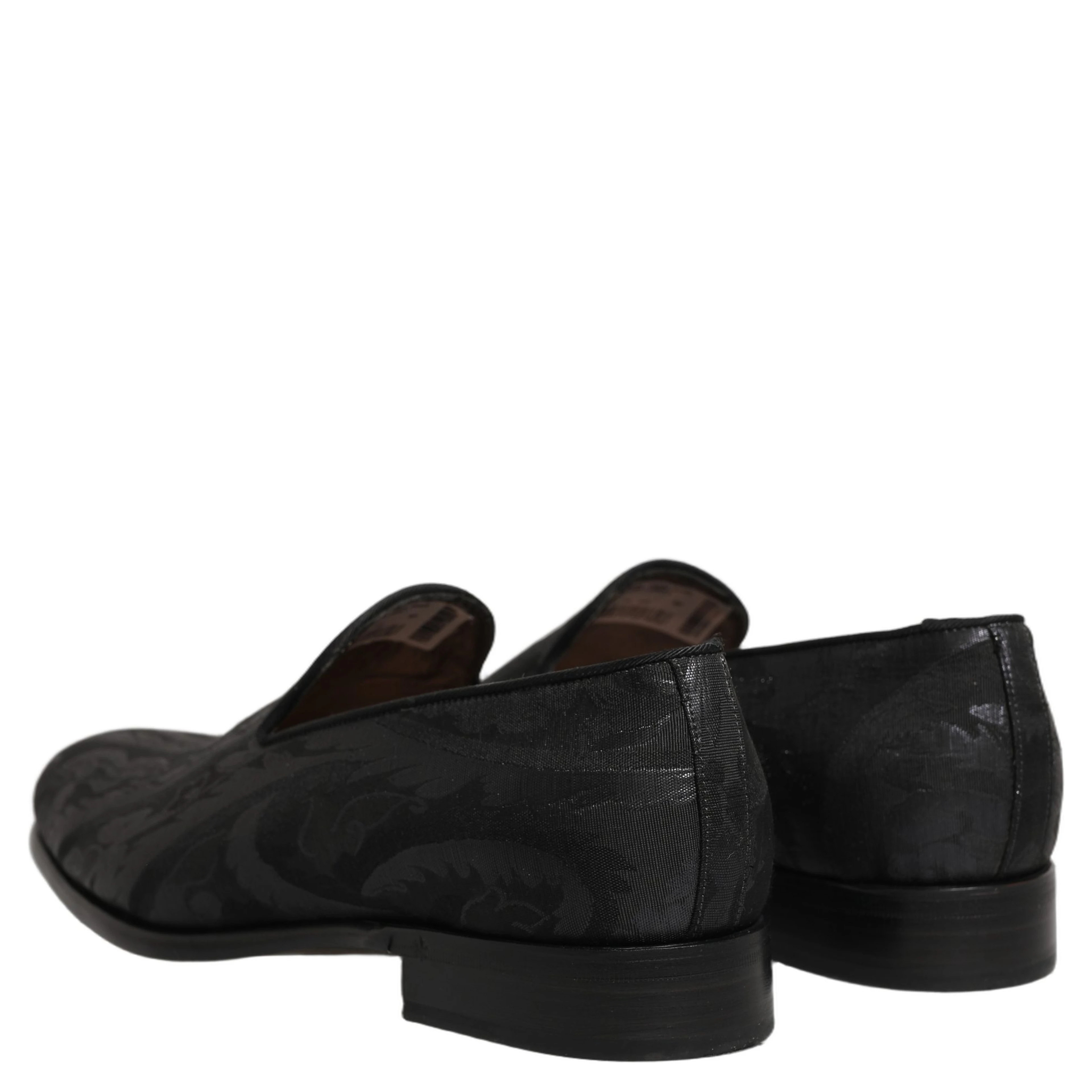 Black Brocade Men Slip On Dress Loafers Shoes