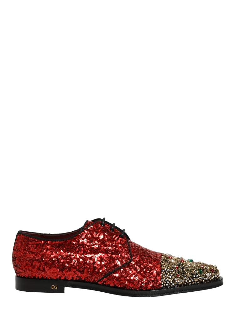 Red Sequin Embellished Men Derby Dress Shoes alternative
