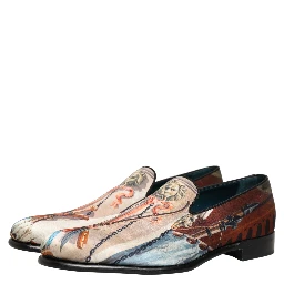 Multicolor Lion Print Slip On Loafers Shoes