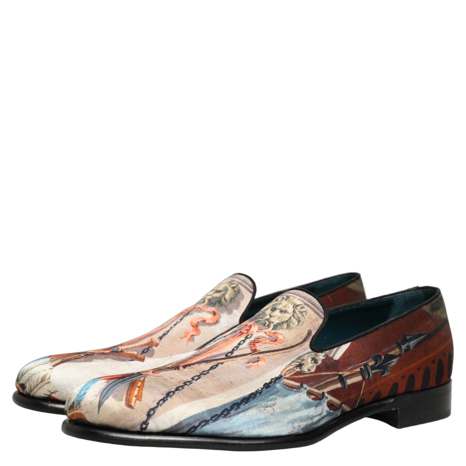 Multicolor Lion Print Slip On Loafers Shoes