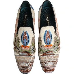 Multicolor Sequin Embroidered Loafers Shoes