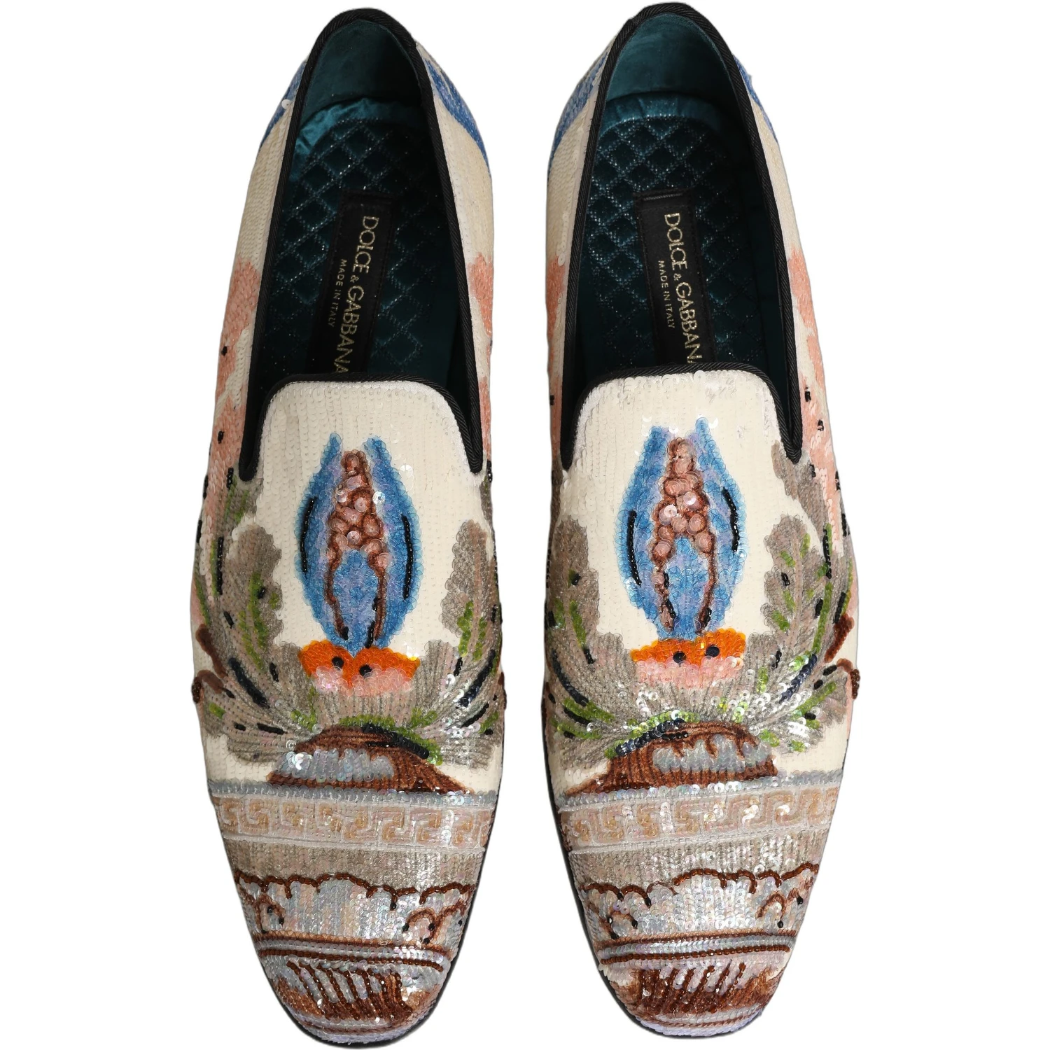 Multicolor Sequin Embroidered Loafers Shoes