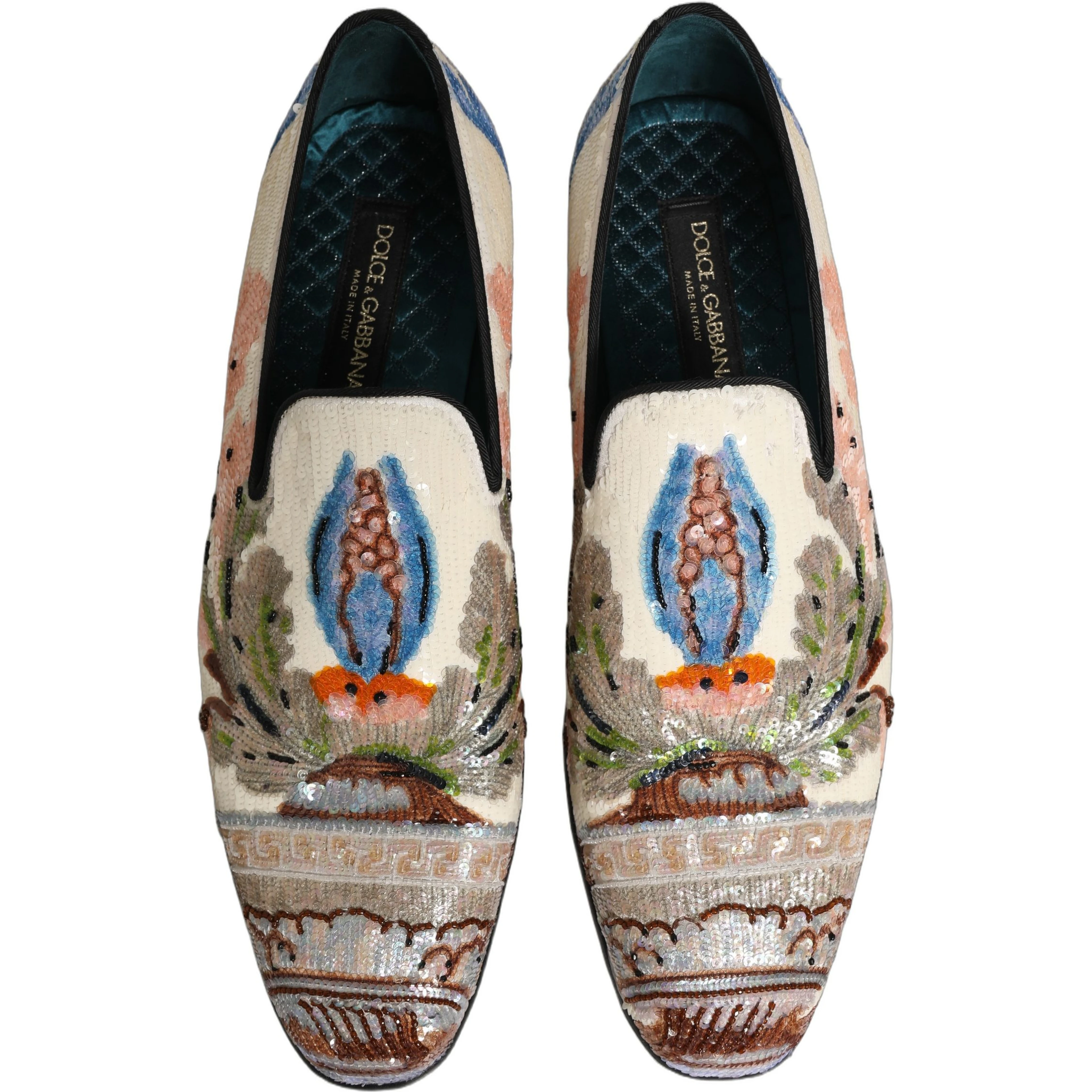 Multicolor Sequin Embroidered Loafers Shoes