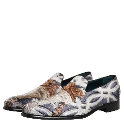 Multicolor Floral Tapestry Embroidery Loafer Shoes