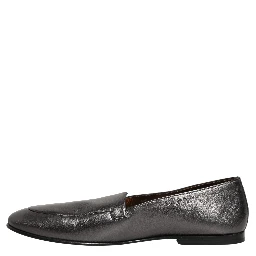 Silver Leather DG Logo Slip On Loafers Shoes