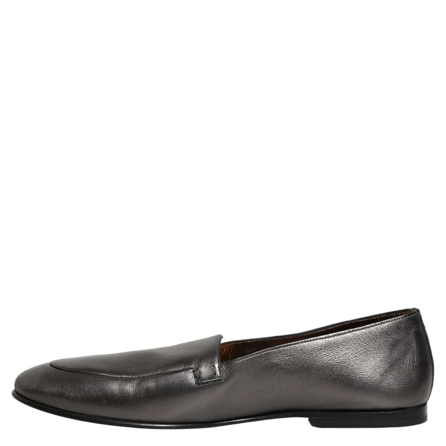 Silver Leather DG Logo Slip On Loafers Shoes
